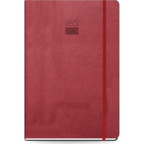 Ημερολόγιο ημερήσιο The Writing Fields Inspirations 3500 17x24cm 2023 με λάστιχο ημιεύκαμπτο εξώφυλλο με υφασμάτινη υφή κόκκινο
